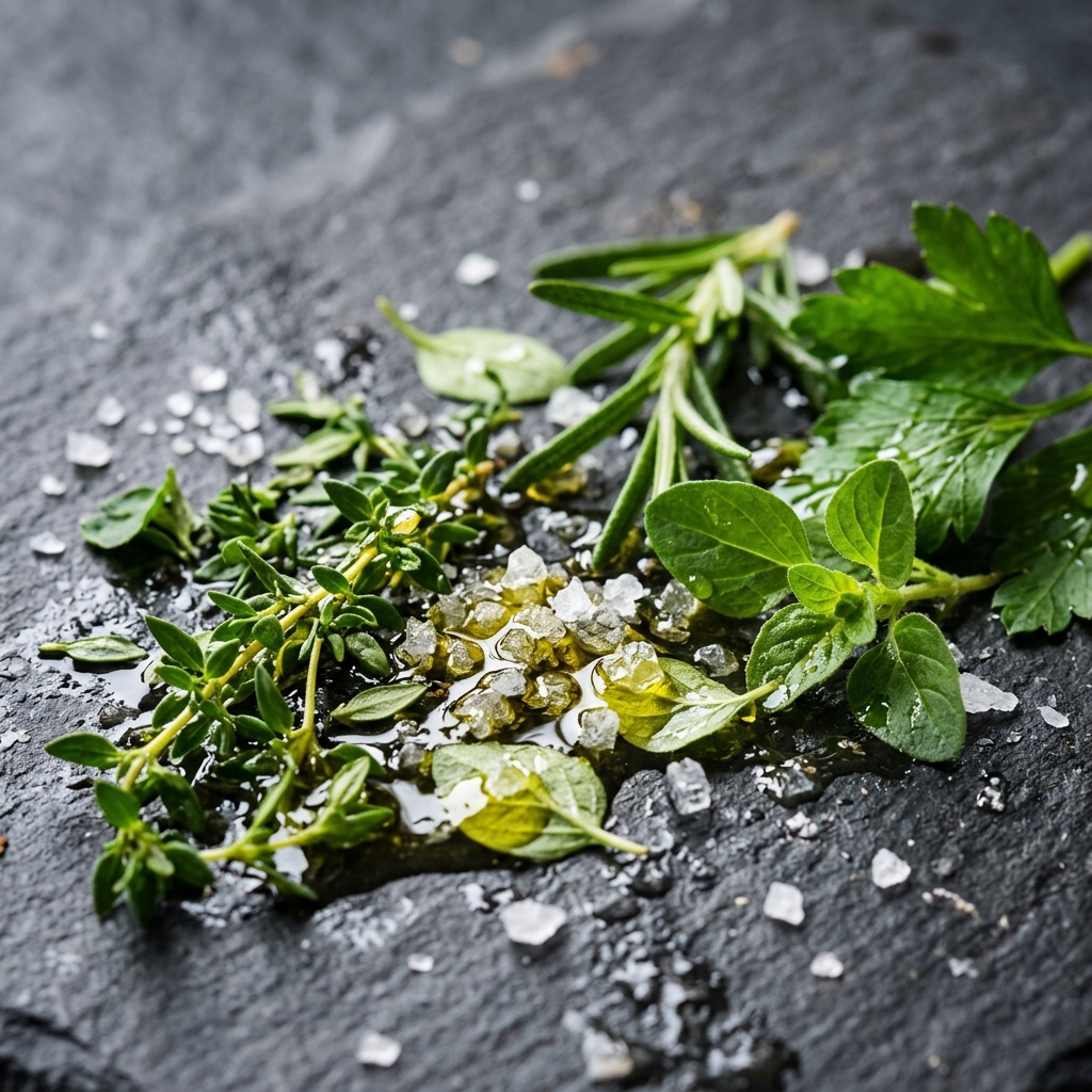 Ingrédients frais et herbes aromatiques
